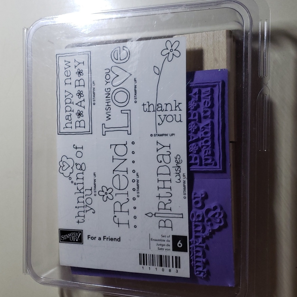 STAMPIN UP NIB Retired-For A Friend-Wooden Stamp Set.